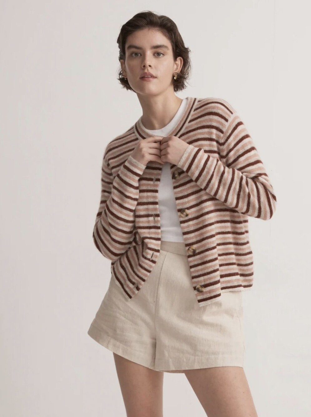 Madewell Striped Button-Front Women’s Sweater Cardigan Alpaca Blend Sz S